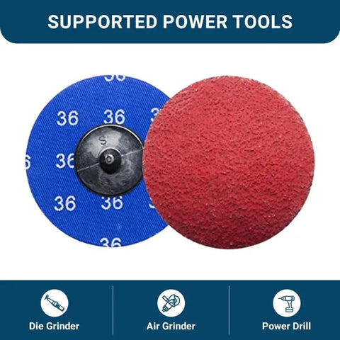 3 Inch Quick Change Ceramic Sanding Discs For Drill And Die Grinder Badass 24 Grit Heavy Duty Ceramic Pads, showing supported power tools.