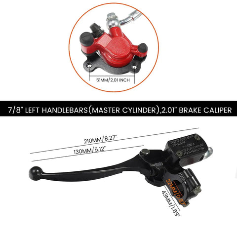 Hydraulic Brake System Kit With 50 Inch Hose For Baja Doodle Bug DB30R Mini Bike showing brake caliper and master cylinder