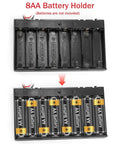 Tough As Nails Two Pack Eight AA Battery Holder Case with reliable on and off switch lid, open view with space for eight AA batteries.