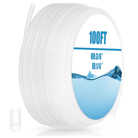 100Ft White Translucent Food Grade Polyethylene Tubing For Water And Beverage Lines Durable 3/8 In Outer Diameter 1/4 In Inner Diameter