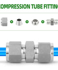 5-pack compression tube fittings in 304 stainless steel for 4mm OD tubing; straight adapters