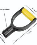 Spade Handle Replacement For Snow Shovels With 32mm Inner Diameter Plastic D Grip Style, Yellow Garden Tool, Measurement Labels