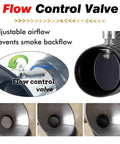 Flow control valve for Premium Rock Solid Ultra Heavy Duty 360 Flex Welding Smoke Extractor Hose, adjustable airflow feature.