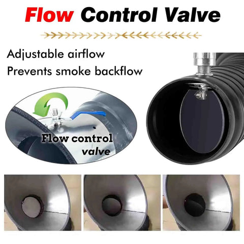 Flow control valve for Premium Rock Solid Ultra Heavy Duty 360 Flex Welding Smoke Extractor Hose, adjustable airflow feature.