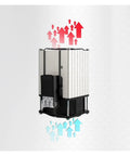 Heavy Duty PTC Cabinet Air Conditioner And Heater Top Notch Aluminum Enclosure With Smart Thermostatic Fan, demonstrating airflow direction.