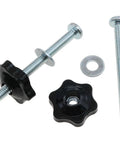 Eight Set T Track Knob Kit With Heavy Duty Galvanized Iron Screws And Black Hex Nuts Plus Galvanized Washers For Woodworking