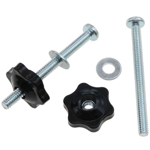 Eight Set T Track Knob Kit With Heavy Duty Galvanized Iron Screws And Black Hex Nuts Plus Galvanized Washers For Woodworking