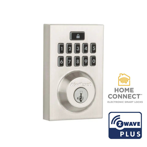 Smart Lock With Keypad Electronic Deadbolt And SmartKey Security In Satin Nickel, Modern Contemporary Design, Works With Alexa And Z Wave Plus