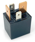 Close-up of Two Pack 70A 12V DC Automotive Relay 4 Pin SPST With Resistor, featuring copper terminals for electrical connections.