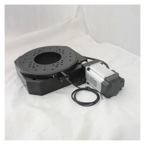 Precision Powerhouse Motorized Rotary Positioning Stage Featuring Knockout Accuracy Electric Rotary Table with central bore and servo motor.