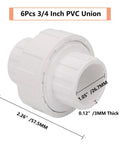 Six Pack Three Quarter Inch PVC Union Fittings Socket To Socket Slip On Couplings For Schedule 40 PVC Plumbing White With EPDM O Ring Easy Install Heavy Duty Frost Resistant Connector No Fuss