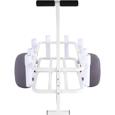 Front view of Heavy Duty Beach Fishing Cart With 300 Lb Load Capacity, Aluminum Pier Wagon On 13 Inch PU Balloon Wheels For Sand