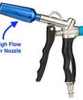 Heavy Hitter Industrial Air Blow Gun With 40 Inch Stainless Steel Extension Wand High Output 200 Psi Blaster high flow air nozzle close-up.