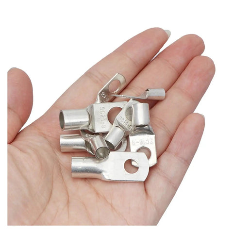 Top Tier 240 Piece Copper Tube Wire Ring Crimp Terminals And Lug Battery Welding Electrical Connectors Kit For Super Smooth Car Installations And Serious DIY Projects. silver copper ring crimp terminals in hand, assorted sizes
