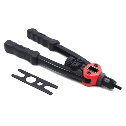 Hand Nut Riveter Kit With Quick Change Head, 330mm Reach, red and black Rivnut Tool for Thread Setting