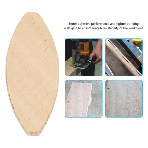 Pro Grade Wood Joining Biscuits 10 Pack, Solid Compressed Hardwood For Tight Joints with biscuit and woodworking examples shown