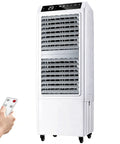 Beast Mode 4500 CFM Evaporative Air Cooler Slices Through Summer Heat With 13.2 Gallon Tank, 90 Degree Pivot, 8 Hour Timer And Wireless Remote shown with remote control.