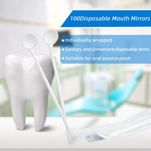 Disposable Dental Mouth Mirrors With Anti Fog Coating For Clear Oral Inspections, Individually Wrapped Plastic Dental Tools With Comfort Grip, Great For Dentist Clinic, Kids And Adults, 100-piece pack