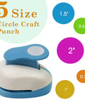 Five Size Circle Paper Punch Set 0.3 Inch, 0.6 Inch, 1 Inch, 1.5 Inch And 2 Inch for crafting and scrapbooking projects