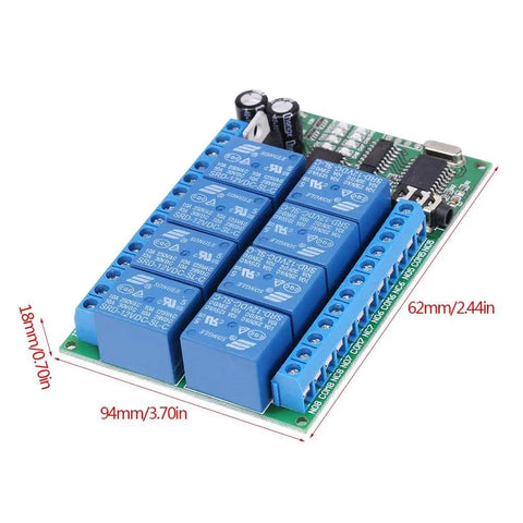 Eight Channel DTMF Relay Module For Phone Voice Control 12V DC Remote Switch Kit with dimensions 94mm x 62mm x 18mm