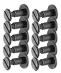 10 black zinc alloy 10 Piece Flat Rivets Chicago Binding Screws Leather Cap Rivet Set for bookbinding and belt repair.