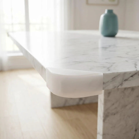 Pro Grade Protective Corner Guards For Picture Frames And Glass Tables With Durable Plastic Edge Protectors on marble table