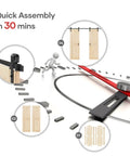 Double Sliding Barn Door Slab Kit 48x84 Inches Total illustrating easy assembly with spruce solid wood and hardware components
