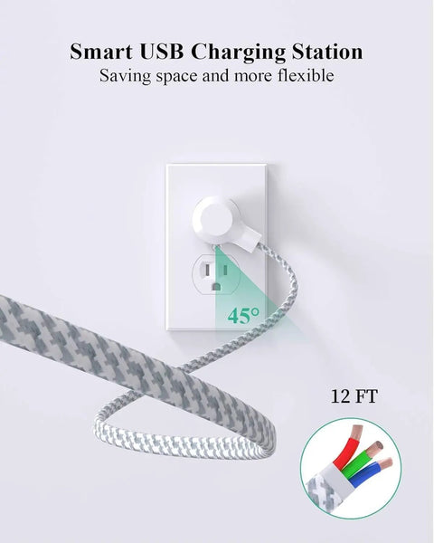 Smart USB charging station with Two Pack Flat Plug Power Strip With Six Outlets And Four USB Ports USB A And USB C Surge Protector