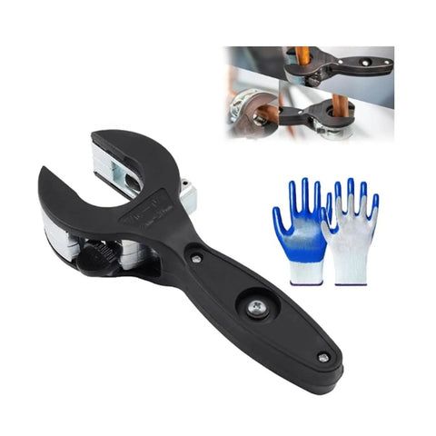 Ratcheting Pipe Cutter With Ergonomic Handle And Included Gloves For Home Plumbing Heavy Duty Metal Build Easy Grip Tubing Tool