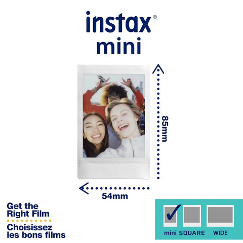 Fresh White Instant Camera Film Twin Pack For Mini Models showcasing a selfie photo, dimensions 54mm x 85mm, vivid colors.