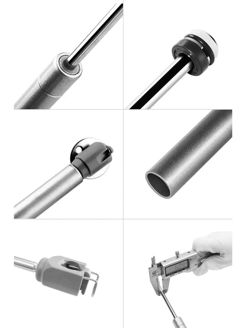 Close-up of Beefed Up 250N Automatic Lid Stay Gas Strut For Cabinets And Cupboards With Silent Soft Opening Piston Hinges Clip Mount