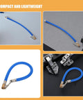 Badass Blue Rubber Tire Inflator Hose Kit 2 Pieces Includes Copper Locking Air Chuck Fits Car Bike Pump Heavy Duty Durable Flexible Tube compact design