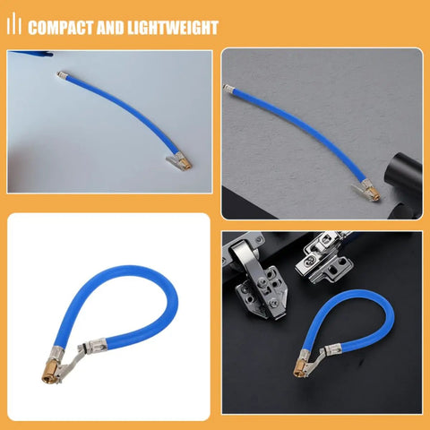 Badass Blue Rubber Tire Inflator Hose Kit 2 Pieces Includes Copper Locking Air Chuck Fits Car Bike Pump Heavy Duty Durable Flexible Tube compact design