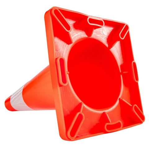 Bottom view of 20 Pack 18 Inch Orange Traffic Cones With Reflective Collars And Durable PVC Base Perfect For Construction Sites Road Work Parking Hazards At Home Weather Resistant