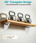 Heavy Duty Metal Triangle Corner Brackets for Wood Projects Built for Serious Strength and Stability holding shelf with weights