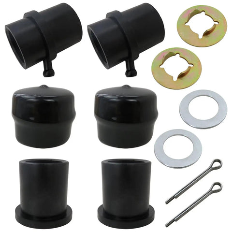Front Wheel Bearing Rebuild Kit For Zero Turn Mowers RZT50 RZT54 RZT42 Replacement Set with black bearings, seals, washers, and cotter pins