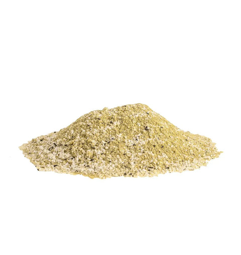 All In One Soluble Lawn Fertilizer With Humic Acid And Sea Kelp, Fast Acting Feed For Deep Green Grass, Complete Lawn Nutrition, Ideal As A Supplement To Your Fertilizer Program, Treats Up To Two Acres At Half Rate, dry granular mix on white