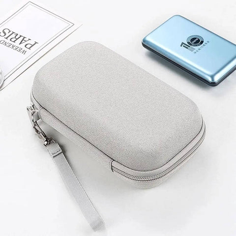 Built Like A Tank Hard Eva Travel Case Waterproof Shock Proof Carry Bag For Power Bankschargers Cables Mouse External Hard Drive And All Your Everyday Carry Stash in grey with zipper and strap.
