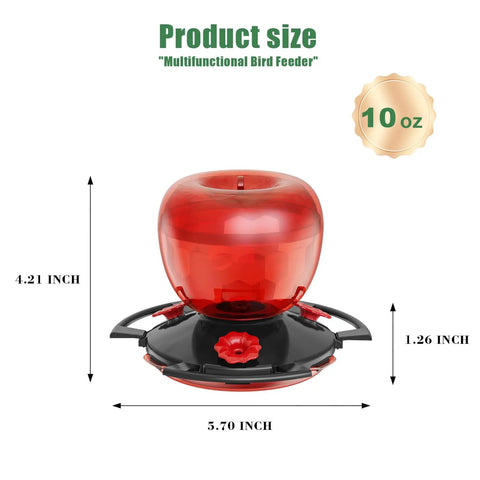 Hummingbird Feeder With Ant Moat For Outdoors 10 Oz Nectar Dispenser With Light Reflective Faceted Design Leak Resistant