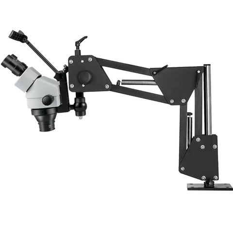 Micro Inlaid Mirror Multi-Directional Microscope With Spring Bracket 7X-4.5X Zoom, black metal arm mount for jewelry inspection