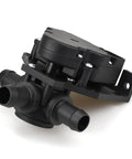 Plug And Play Three Way Electric Coolant Valve Direct Swap For Tesla Model S 2012 Through 2021, black plastic design with multiple hose connections.