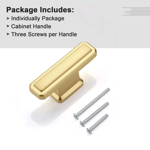 Six Pack Brushed Gold Cabinet Pulls With Single Hole Design Built Like A Tank Heavy Duty Zinc Alloy Drawer Handles in brass tone