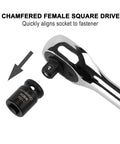 Chamfered female square drive socket from 11 Piece Three Eighths Inch Drive Pipe Plug Socket Set with wrench