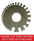 US Standard Gage Nos 0-36 Range For Sheet Metal And Plate Iron And Steel, round tool with numbered slots, satin finish