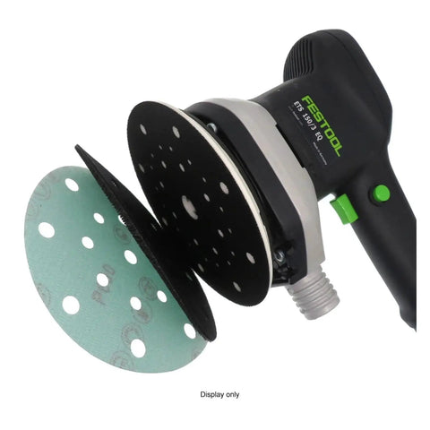 Check Out These Heavy Duty 6 Inch Sanding Discs With 17 Holes For Perfect Grip And Dust Venting On Random Orbital Sanders For Amazing Wet Dry Projects, shown on a random orbital sander.