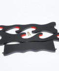 Components of Velvet Padded Sword Stand With Felt Protector Display Holder for assembly, includes screws and black wooden parts.