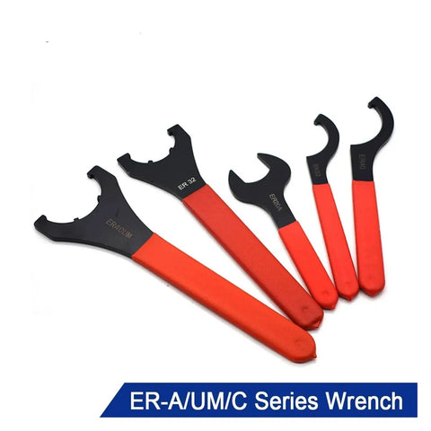 Heavy Duty ER Collet Wrench For ER32 UM And ER25 UM Plus ER40 UM Nut Spanner collection in red and black for CNC tools.