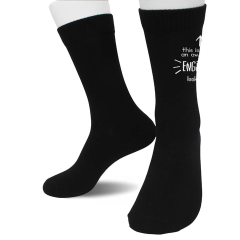 These Hilarious And Comfy Awesome Engineer Socks Are The Perfect Funny Gift Idea For Any Engineer Dude Or Dudette Looking For Unique Birthday Christmas Graduation Or Fathers And Mothers Day Presents, black socks with engineering print