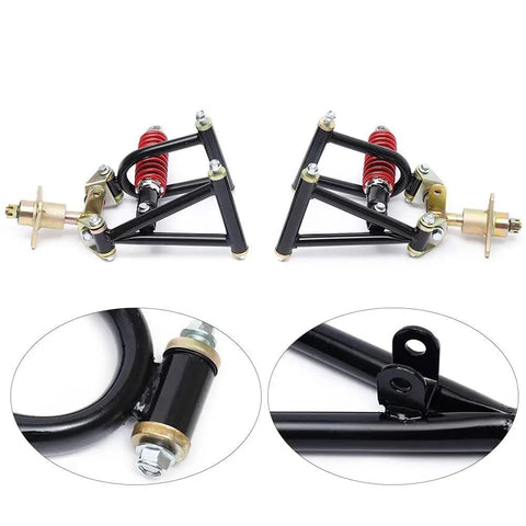 Front Suspension Swingarm Assembly Kit For DIY ATVs Go Karts Buggy And Quad Projects With 195mm And 220mm Upper And Lower Swingarms And Front Shocks Includes 2 Shocks 2 Upper Arms And 2 Lower Arms Easy Install