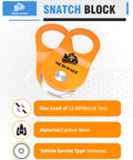 Orange METOWARE snatch block from Offroad Recovery Kit With 10 Ton Heavy Duty Winch Snatch Block Pulley, showing capacity details.